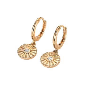 Imagem de Brincos femininos banhados a ouro 14 quilates com pingente de cruz/estrela/borboleta/spike delicados, hipoalergênicos, personalizados, não manchados, presentes de aniversário, joias modernas, One Size