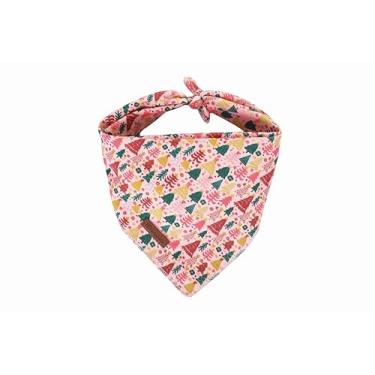Imagem de UP URARA PUP Bandana para cães de Natal – Cachecol triângulo de árvore de Natal rosa para cães pequenos, médios e grandes, babador de algodão macio para animais de estimação para inverno e ano novo