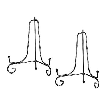 Imagem de Suporte de placa para exibição, 2 peças, suporte de placa decorativa de ferro, cavalete de metal, suporte dobrável para moldura de foto, preto