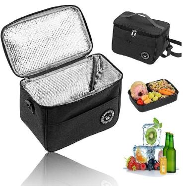 Imagem de Bolsa Termica Lancheira Multiuso Frutas Bebida Marmita Trabalho Passeio Fitness Alca Ajustavel Bolso Porta Treco Preto
