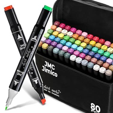 Imagem de Kit com 80 Cores de Marcador de Ponta Dupla - Ideal para Pintura, Arquitetura, Moda, Ilustração e Lettering