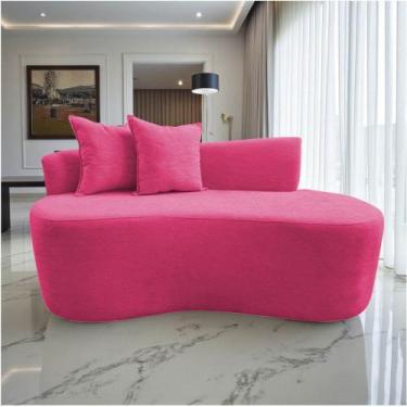 Imagem de Namoradeira Sofá Feijão Hana Orgânica Couro Rosa Pink - Mazzero Decor