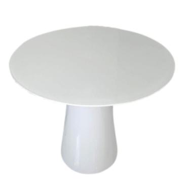 Imagem de Mesa De Jantar Cone 90 Cm Tampo De Vidro Laca Branca Cor Branco