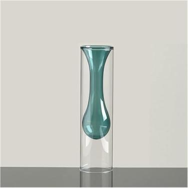 Imagem de Decoração Nórdica Vaso De Vidro Decoração De Sala De Estar Vaso De Flores Transparente Decorações Para Casa Óculos Decorativos Presentes, Light Green-13cm