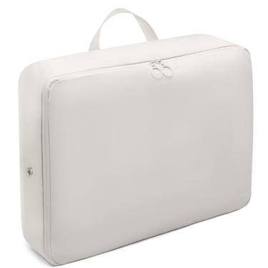 Imagem de Bolsa de armazenamento de jaqueta, organizador de roupas grande com alça, cubo de viagem para armário, branco arroz, G