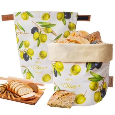 Imagem de Lyvhoris Sacos de pão de cera de abelha reutilizáveis para fermento caseiro, sacos de armazenamento de pão de fermento natural, selo de couro, saco de pão encerado para manter fresco, itens essenciais