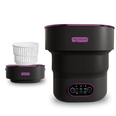 Imagem de LGLRTD Máquina de lavar portátil, mini lavadora dobrável de 15 L com 3 modos de limpeza para roupas de bebê, roupas íntimas, pequenas roupas dobráveis para viagem, apartamento, casa, dormitório, hotel