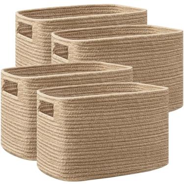 Imagem de UBBCARE Pacote com 4 cestas de prateleira, cestas de armazenamento de tecido maiores para organizar (35 cm C x 24 cm L x 23 cm A), organizador de cesta para brinquedos de cachorro, livros, roupas