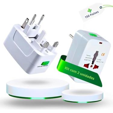 Imagem de Kit 2 Adaptadores Tomada Universal Padrão Internacional Adaptador Mais de 150 Países Para Viagem Bivolt EUA UK JP AU EU Premium.