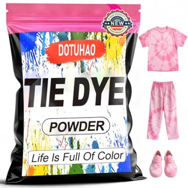 Imagem de DOTUHAO Tie Dye em pó, tie dye rosa para roupas, tintura de tecido, permanente e lavável em pó, corantes criativos para roupas (rosa, 113 g)