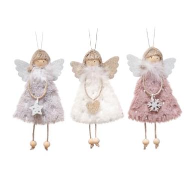 Imagem de 3 peças de enfeites de pelúcia de árvore de Natal, lindos pingentes de boneca de anjo para festa de Natal, ano novo, aniversário, casamento, decoração de dia dos namorados (boneca anjo A)