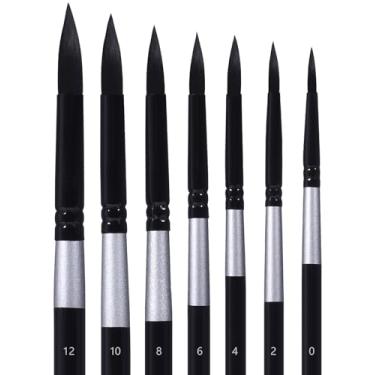 Imagem de EORTA 7cs Pincéis de tinta aquarela, conjunto de pincéis de rosto de artista pontiagudo redondo, pincéis profissionais de nylon para guache acrílico, tinta aquarela, têmpera de óleo, detalhes