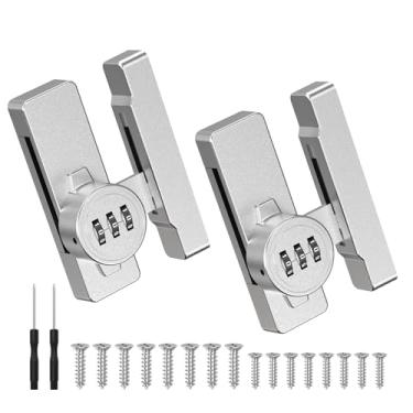 Imagem de YogePote Fechadura de porta com combinação mecânica de 90/180 graus, fechaduras de celeiro deslizantes sem chave de liga de zinco para quarto, galpão, janela, armário - travas de porta de segurança