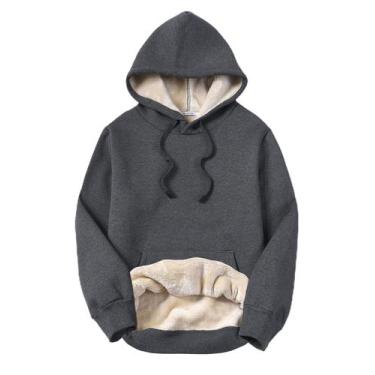 Imagem de Moletom feminino Yeokou de lã Sherpa de inverno quente (cinza escuro -