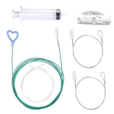 Imagem de 5 Peças Kit de Limpeza Ralos Teto Solar Carro, Escova Tubo Flexível de 300cm com Cabo em Formato Coração Mangueira Seringa e Limpador Fios para Limpeza Ralos Teto Solar e Limpador Para-Brisas