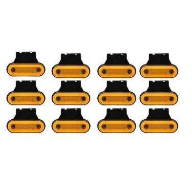 Imagem de Kit 12 Lanterna Lateral LED âmbar 12/24V Bivolt - linha pesada caminhão