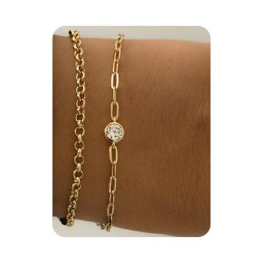 Imagem de MSCHA HOME Pulseira de ouro para mulheres, corrente moderna, não manchada, banhada a ouro 14K, simples, delicada, joia de casamento, presente de dama de honra, One Size, Latão Metal Ouro amarelo