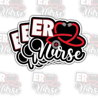 Imagem de 3 peças de adesivo de enfermeira de emergência – citação engraçada RN para enfermeiros de trauma, equipe de cuidados intensivos e funcionários de hospital para laptop garrafa de água capa de telefone
