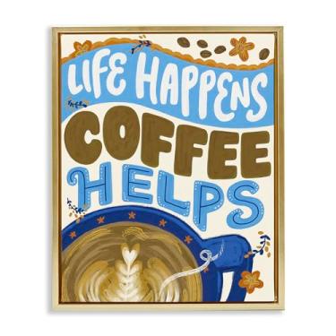 Imagem de Stupell Industries Arte de parede Life Happens Coffee Helps Gray Floater Canvas Floater, design por Connie Summers, 78 x 63 cm