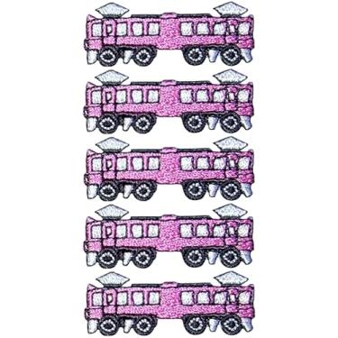 Imagem de Papapatch Conjunto 5 de pequenos mini trem a vapor fofo retrô desenho animado de motor infantil reparação de roupas bolsas decalque aplique decorativo ferro costurado em adesivos bordados (TRAIN-03