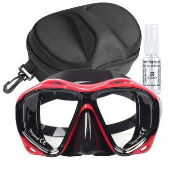 Imagem de +2.0 to +5.0 Hyperopia Diving Mask Farsighted with Tempered Glass Lenses, Gear for Men Women (Red +4.0 with case)