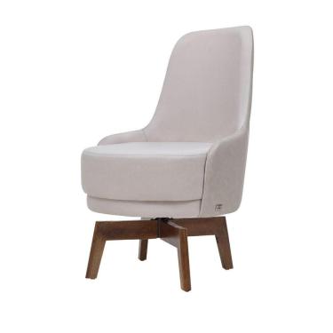 Imagem de Poltrona Sucena Base Giratória De Madeira Cor Amêndoa Costas Revestidas De Couro