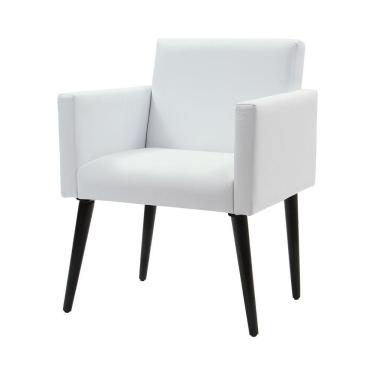 Imagem de Poltrona Luca Sala De Recepção Em Tecido Sintético - Branco - Cor: Branco
