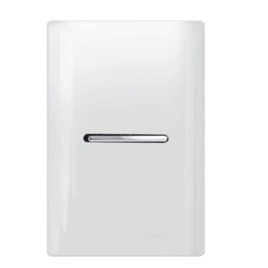Imagem de Interruptor Simples Horizontal Cromado Com Placa 4x2 Branco - Dc-12002 - Novara