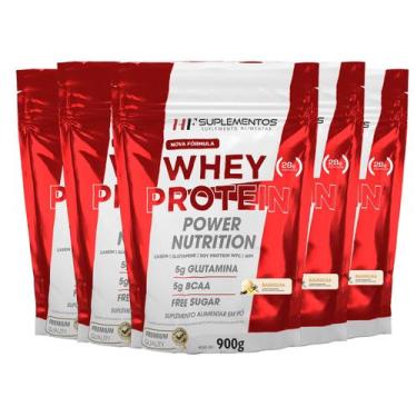 Imagem de 5x whey protein power nutrition refil 900g baunilha hf suple - HF SUPL