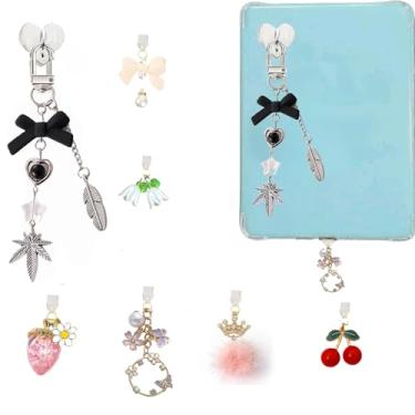 Imagem de Berloques de plugue de poeira para Kindle, 8 peças de berloques de plugue de poeira USB C para e-Reader, acessórios de tema para amantes de livros fofos compatíveis com porta de carregamento tipo C