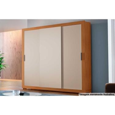Imagem de Guarda Roupa 3 Portas De Correr E 4 Gavetas C- Pés Veneza Naturale-off White - Rufato