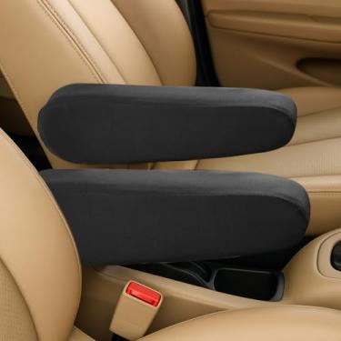 Imagem de UHANBUT 2 peças de capas de apoio de braço do assento dianteiro do carro, tecido elástico macio para substituição de protetores de braço de carro, acessórios de descanso de braço interiores de