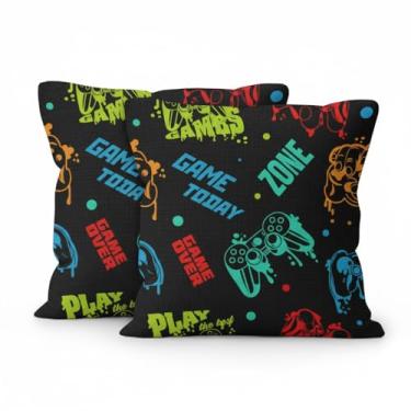 Imagem de BREASOME Conjunto de 2 capas de almofada para sala de jogos, 45,7 x 45,7 cm, para decoração de sala de estar, para sofá, cama