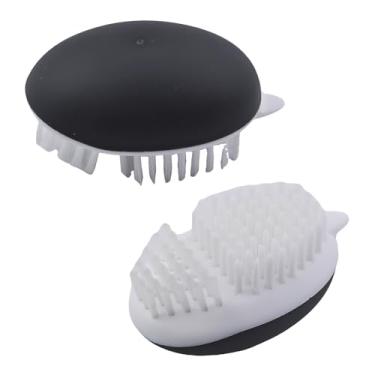 Imagem de Conjunto de 2 pincéis de vegetais com aderência antiderrapante, removedor de pontos, cerdas macias e duras para limpar batatas, cenouras e outros vegetais