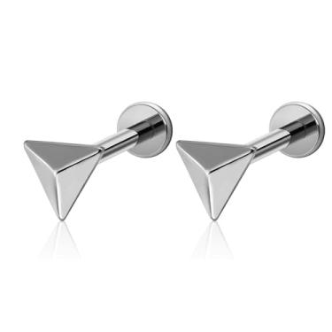 Imagem de ZYTAIJEW 2 peças 16G Ouro/Prata G23 Titânio Rosqueado Internamente/Estrela Top Lip Stud Labret Monroe Tragus Cartilagem Anel Piercing de Nariz Joias 6 mm-12 mm, Titânio, Sem Pedra Preciosa