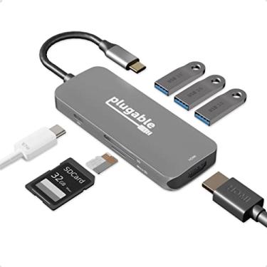 Imagem de Hub USB C 7 em 1 compatível com MacBook Pro, Windows, Chromebooks, Dell XPS, Thunderbolt 3 portas e mais (4 K HDMI, 3 portas USB 3.0, leitor de cartão SD/microSD, carregamento de 87W)