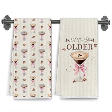 Imagem de Elefeltclave Toalhas de cozinha Espresso Martini Bar, presentes de martini expresso para mulheres, panos de prato de chá para decoração de bar de cozinha, presentes para amantes de coquetéis, toalha