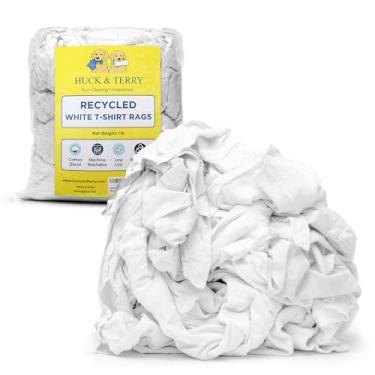 Imagem de Huck & Terry Camiseta branca saco de panos (saco de 500 kg), material 100% reciclado, esfregão de barra de mistura de algodão, tecido reciclado, pano ecológico, panos de limpeza e pintura, sem fiapos