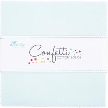 Imagem de Confetti Algodão Sólido Jeans Descorado 42 Quadrados 12.7 cm Charm Pack Riley Blake 5-120-BLEACHED-42