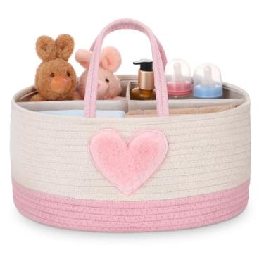 Imagem de Aliceset Organizador de fraldas para bebê, corda de algodão, organizador de armazenamento de berçário com divisória para trocador, carro, portátil, bolsa para recém-nascidos, itens essenciais para chá