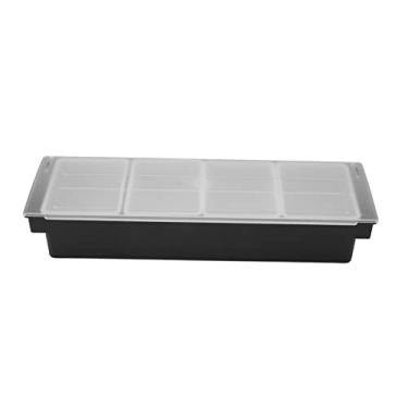 Imagem de Domary Condimento Caddy Plástico Durável Tampa Transparente Barra Multifuncional Frutas Caddy para Tempero (4 compartimentos)