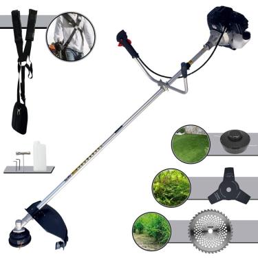 Imagem de Roçadeira Robusta Toyama RT43LB25A À Gasolina 2 Tempos 43cc 1,7HP 10.000rpm 3 Opções de Corte Com Lâmina 3 Pontas + Lâmina 40 Dentes + Carretel Nylon