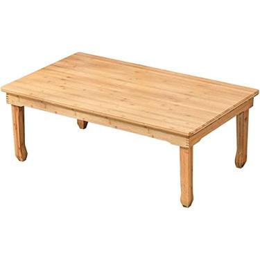 Imagem de Cama pequena dobrável, mesa para laptop, mesa de cama, mesa de madeira de bambu, mesa de computador para leitura, jantar, mesa portátil (cor: cor de madeira, tamanho: 70 * 50 * 27 cm) (cor de madeira