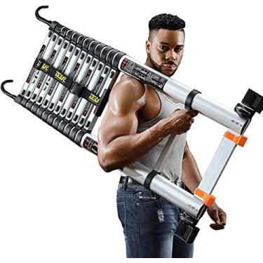 Imagem de Escada telescópica de extensão de alumínio escada telescópica dobrável, escada extensível para trabalho ao ar livre, escada reta carga máxima 150 kg / 330 lb EN 131 certificado (tamanho: 3