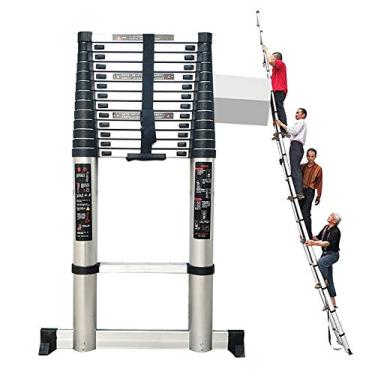 Imagem de OKUOKA Escadas, escada telescópica de alumínio com estabilizador, escada de teleextensão multiuso para casa/5,8 m