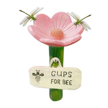 Imagem de Bebedouros de abelhas para uso externo, copos para estações de irrigação de abelhas, em forma de flor, copos de borboleta coloridos seguros para polinizadores sedentos, uso no caminho da garagem