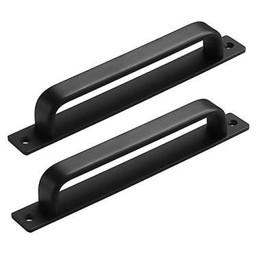 Imagem de STXYANGV 2 maçanetas de porta deslizantes de barra plana puxador de portão de jardim puxadores de porta de celeiro puxadores de porta frontal para portas de madeira portão deslizante puxadores de