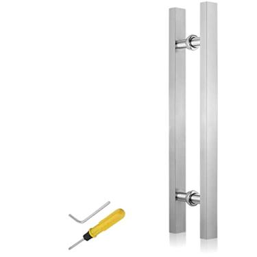 Imagem de STXYANGV Maçaneta de porta push pull para celeiro, maçaneta de barra de porta deslizante interna externa, maçaneta de porta de madeira dupla face para banheiro hotel hall, instalação traseira para