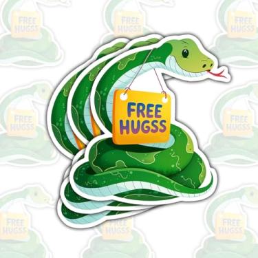 Imagem de 3 peças de adesivos de cobra de abraços grátis, decalques de vinil de répteis de desenho fofo para laptop, caderno, diário, garrafa de água, para-choque de carro, presente divertido para adolescentes