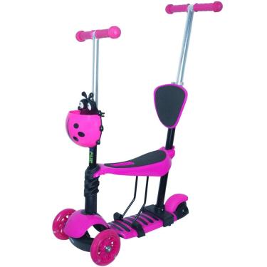 Imagem de Patinete Infantil 3 Rodas 3x1 Scooter Cadeirinha Assento Empurrador Triciclo Importway BW-048RS Rosa